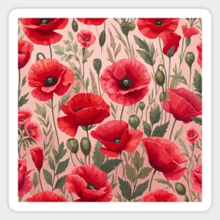 Red Poppy Flower Sticker